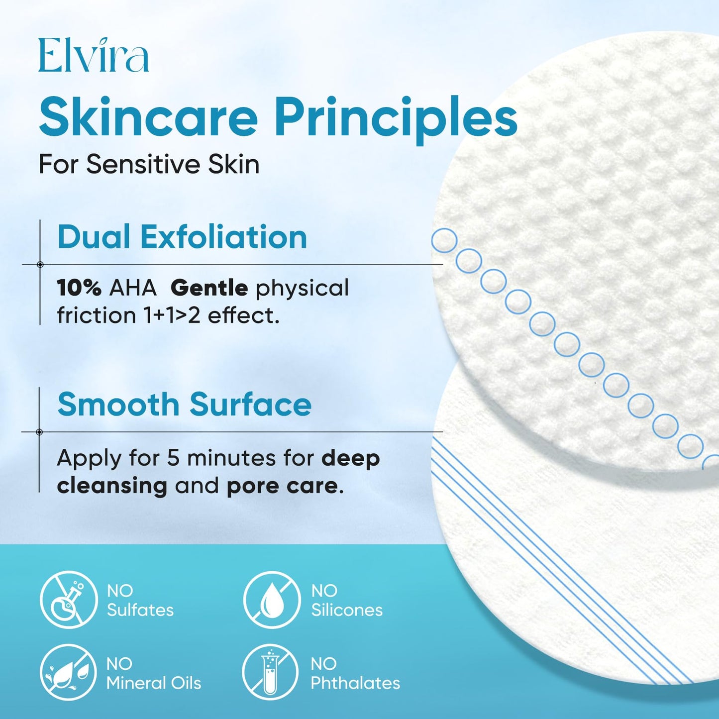 Elvira imported USA skincare exfoliating toner pads jar with open lid