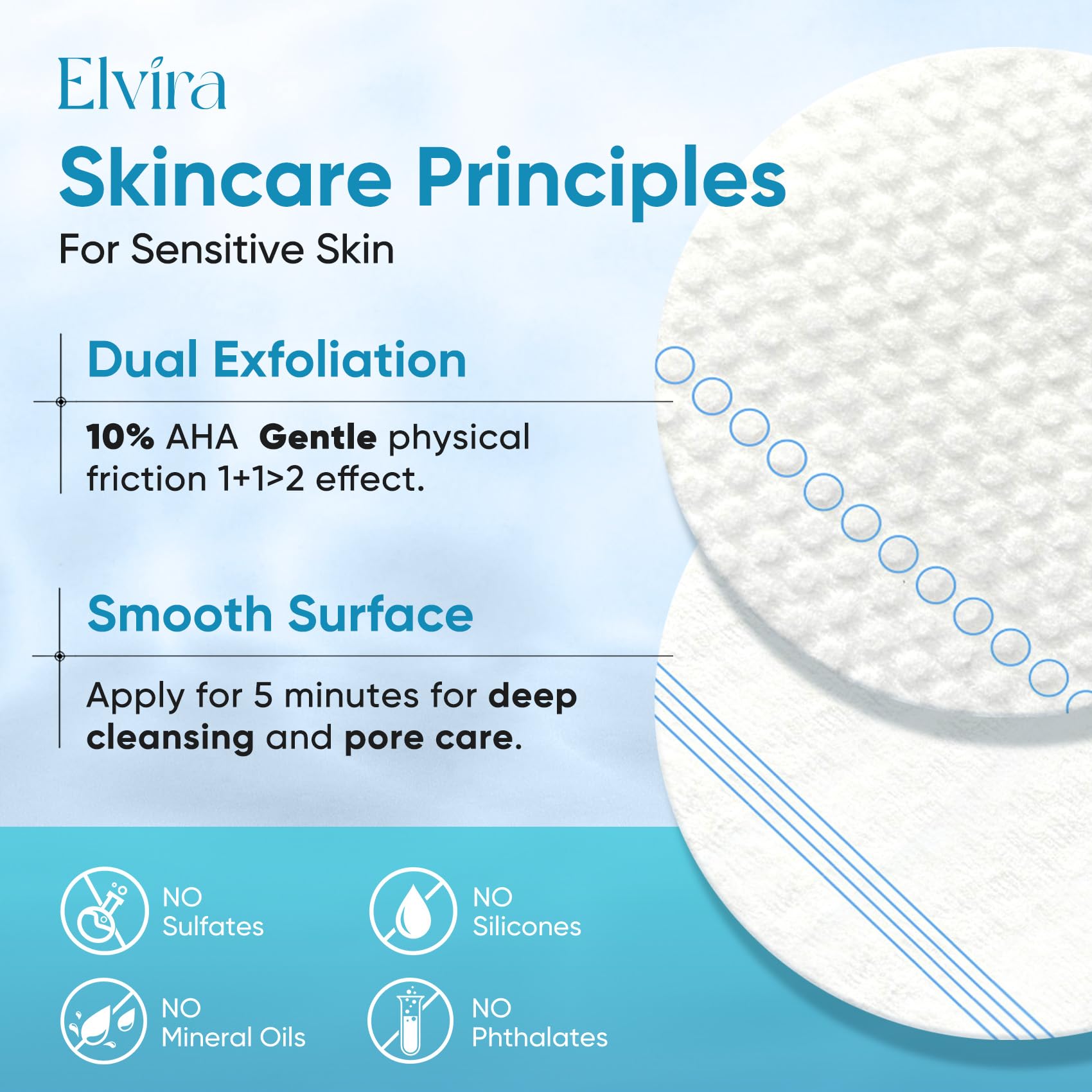 Elvira imported USA skincare exfoliating toner pads jar with open lid