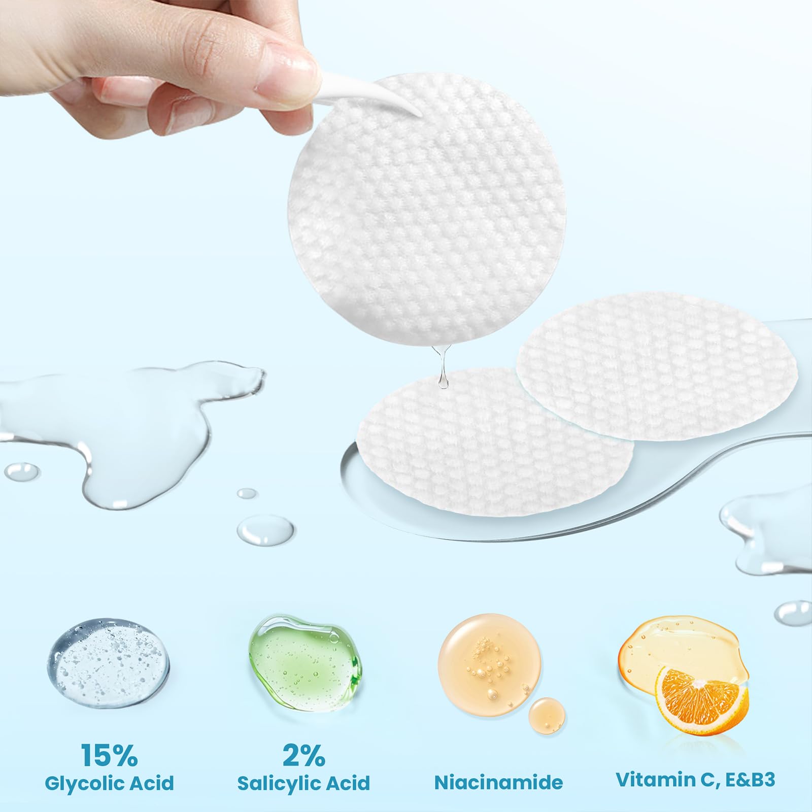 Textured exfoliating peel pads from Dalin showing the pre-soaked cotton rounds.