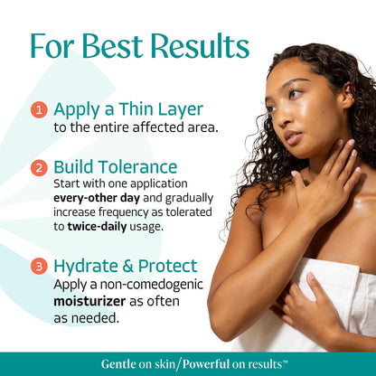 Almond Clear advanced level two acne treatment serum package directions and ingredients panel.