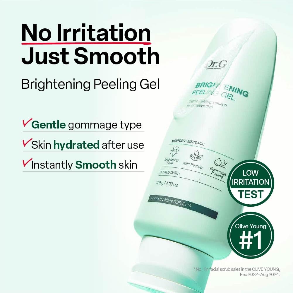 Dr. G facial exfoliator tube showing product texture and ingredients