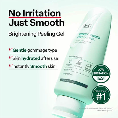 Dr. G facial exfoliator tube showing product texture and ingredients