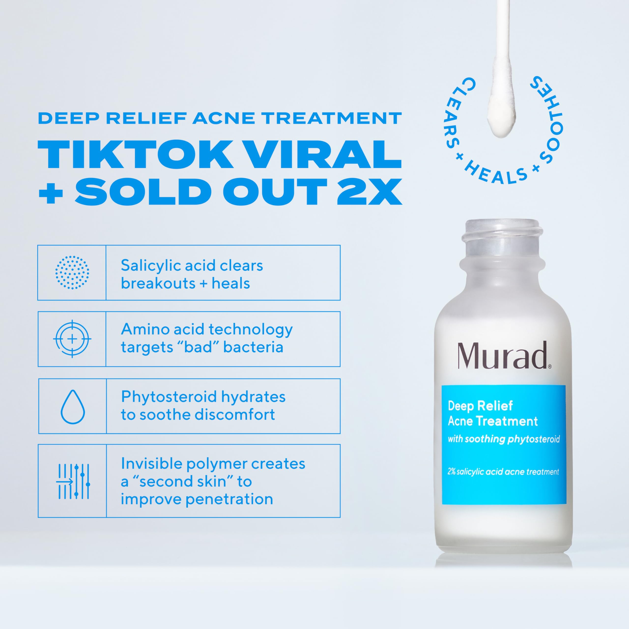 Murad Deep Relief Acne Treatment packaging box showing clinical strength ingredients