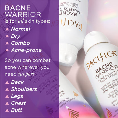 Pacifica Bacne Warrior 6 fluid ounce bottle dermatologist tested skincare