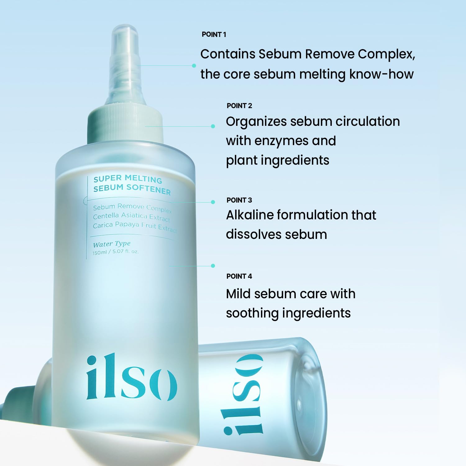 Ilso pore cleansing solution close up detailing packaging and formulation benefits.