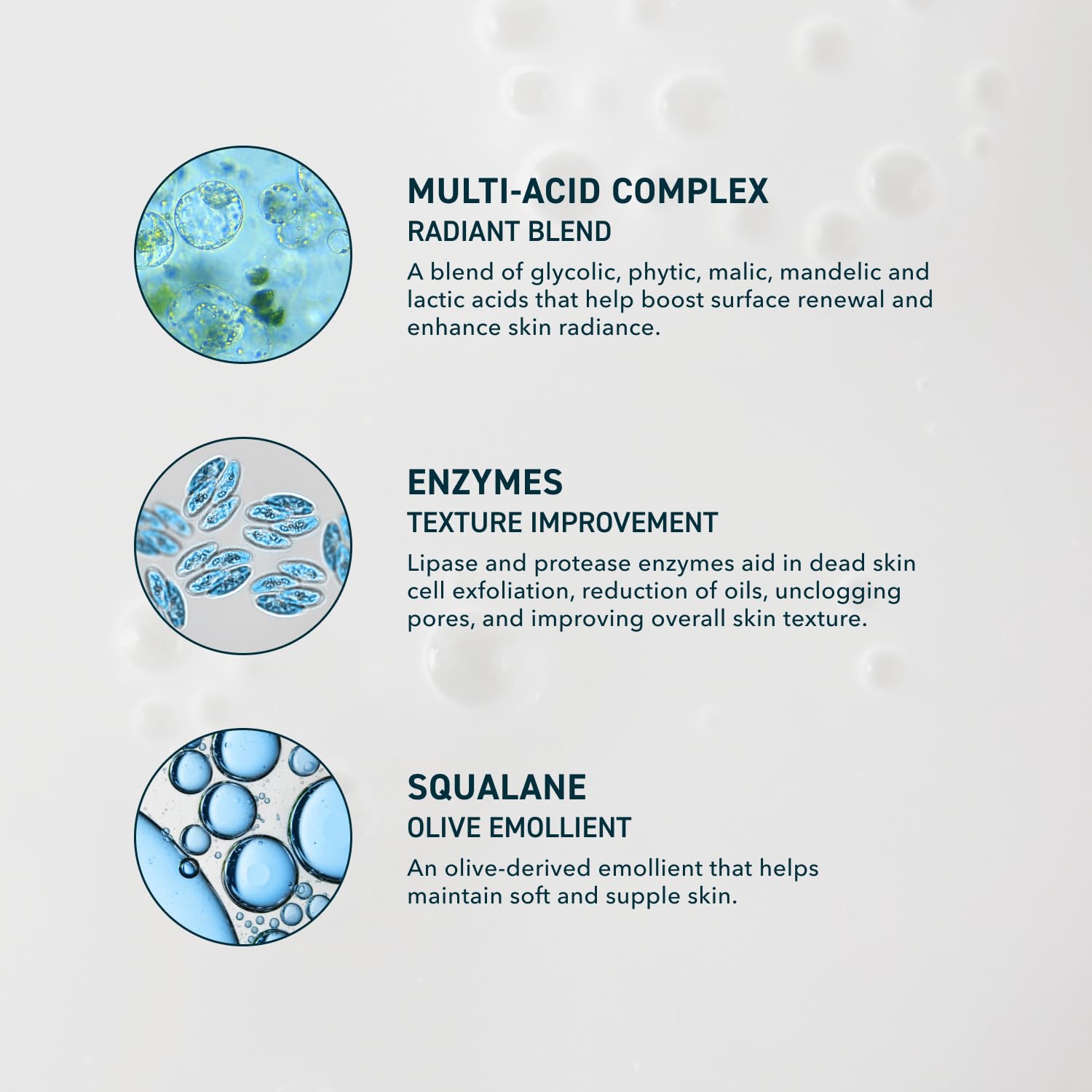 Clinical strength hydrating chemical exfoliant bottle standing upright showing ingredient details