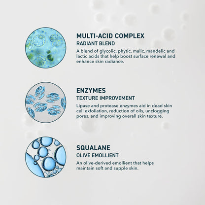 Clinical strength hydrating chemical exfoliant bottle standing upright showing ingredient details