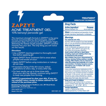 Three pack Zapzyt 10% Benzoyl Peroxide Acne Treatment Gel tubes
