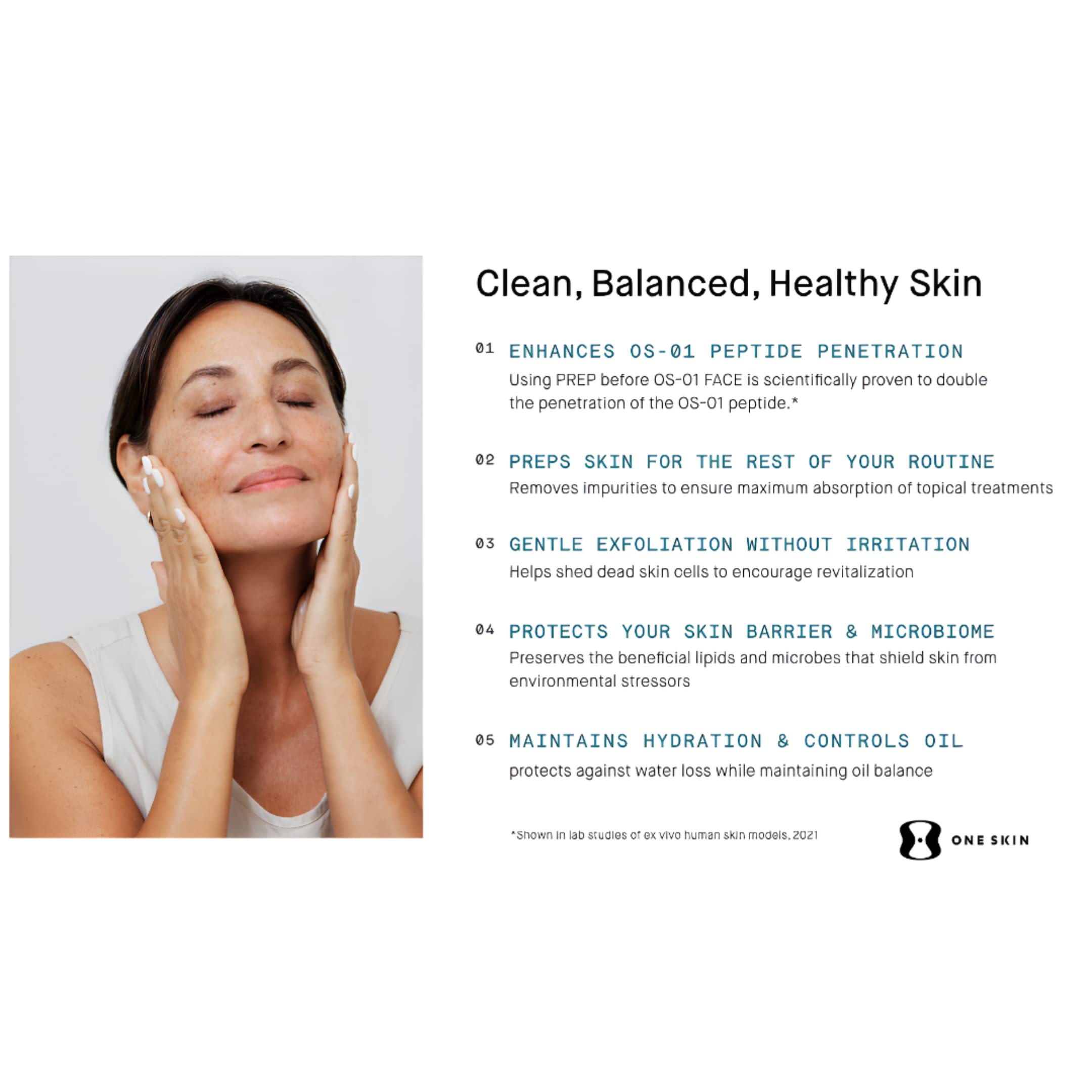 OneSkin Prep Facial Cleanser pump bottle details
