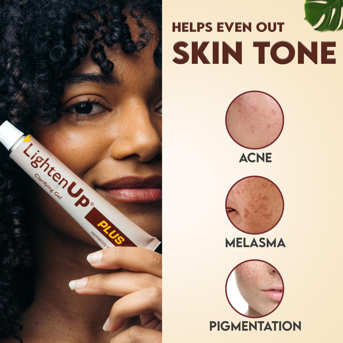 OMIC Lighten-Up Plus Clarifying Gel packaging back view with specifications