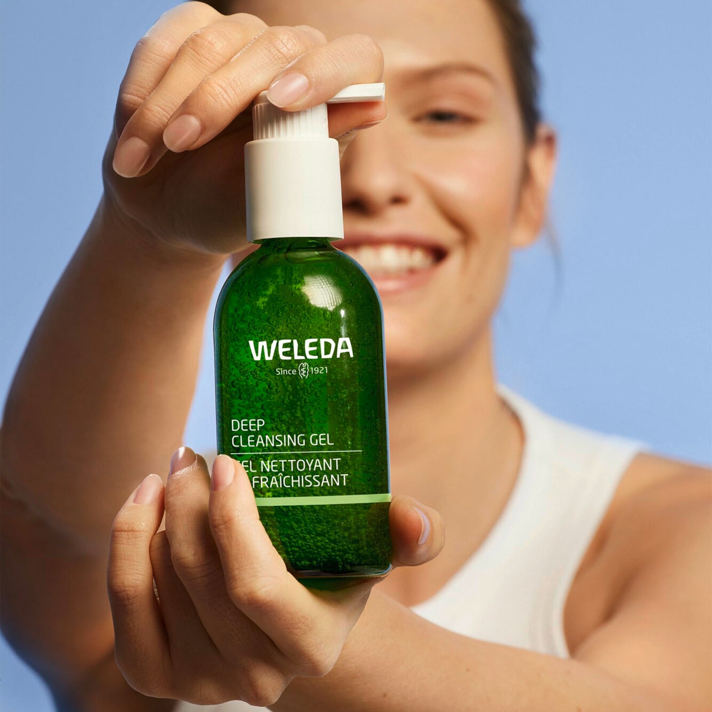 Professional skincare routine with Weleda cleansing gel