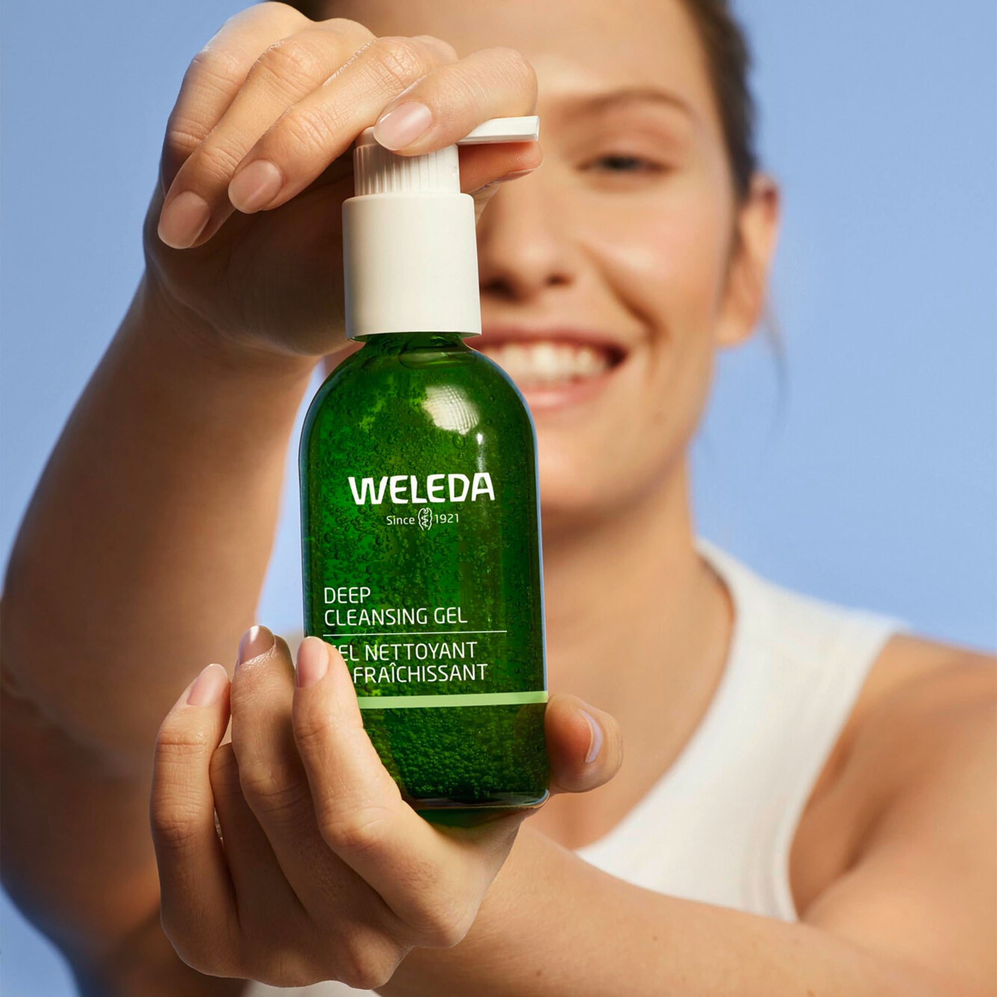 Professional skincare routine with Weleda cleansing gel