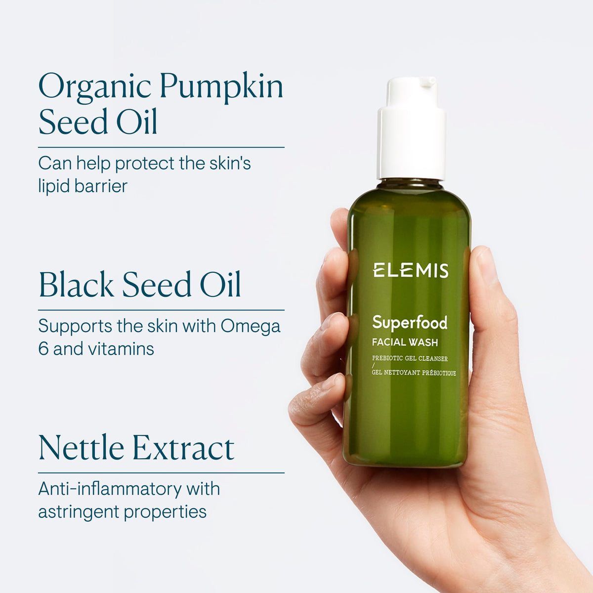 Elemis Superfood Facial Wash 200 milliliters size container