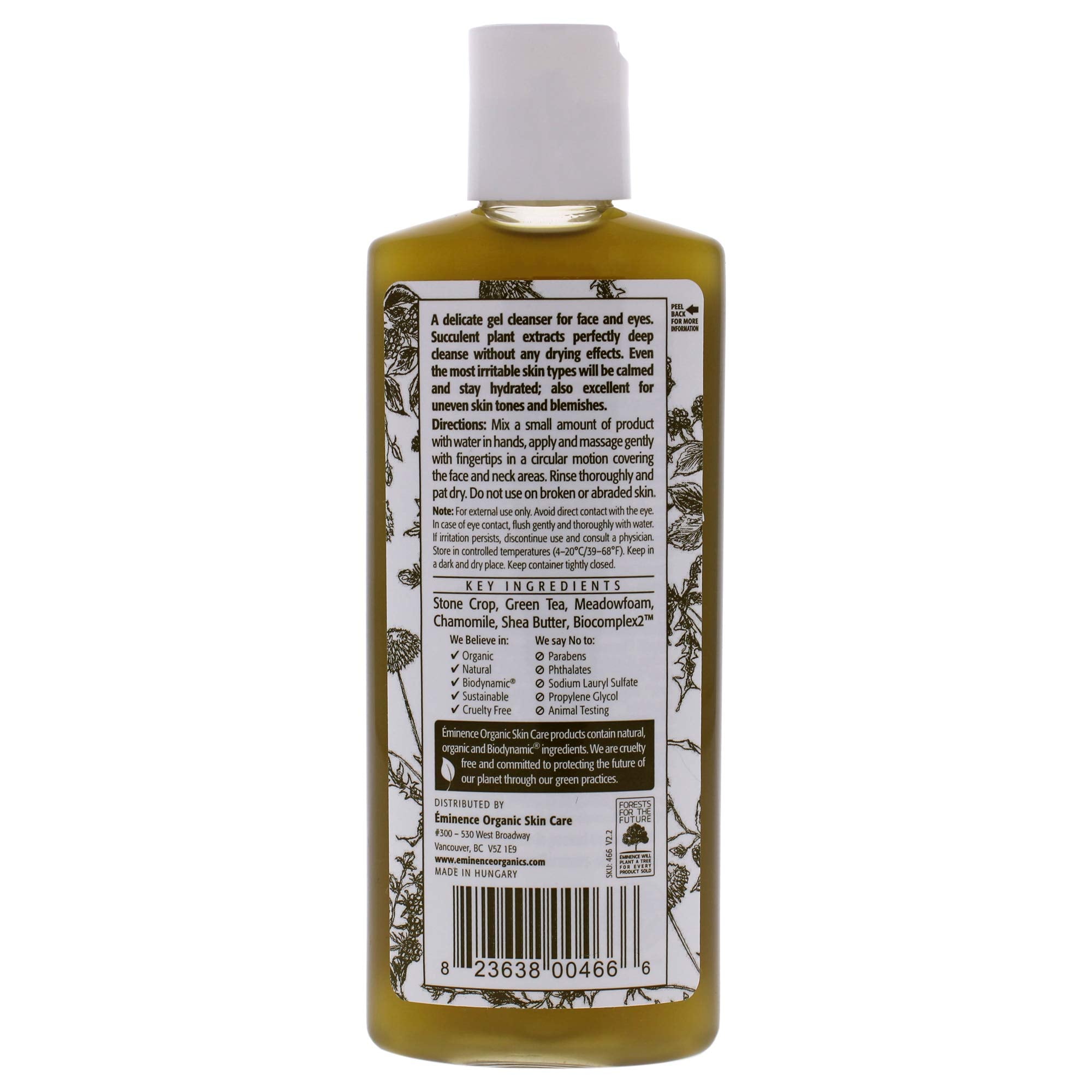 Authentic Eminence Stone Crop Gel Wash bottle isolated on white background.