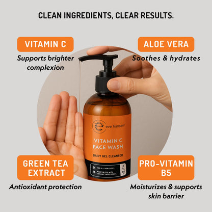 Back label of Eve Hansen Vitamin C Cleanser showing ingredients