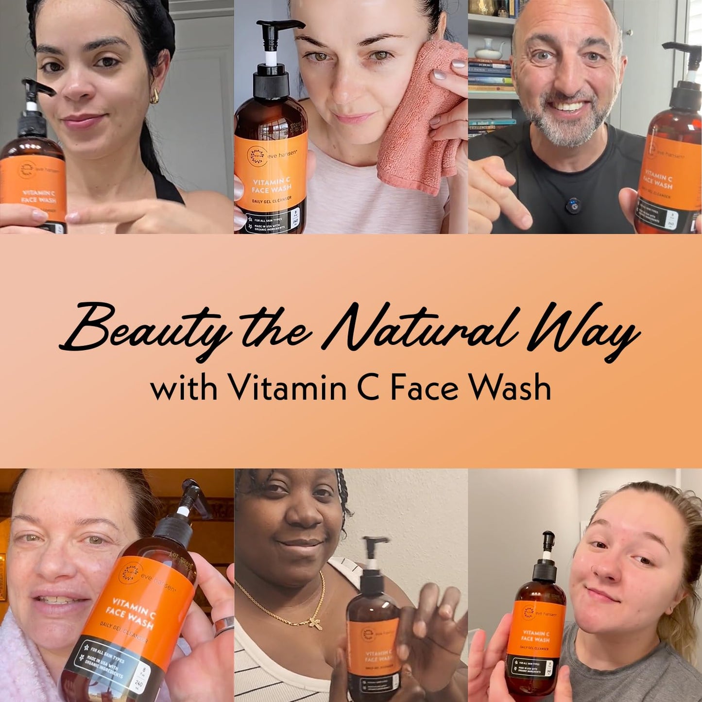 Eve Hansen Vitamin C cleanser packaging details for skin types