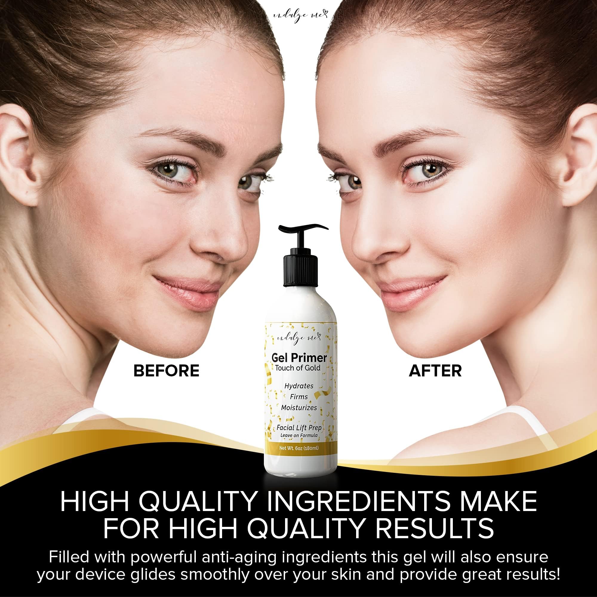 IndulgeMe facial conductive gel bottle showing ingredients and size
