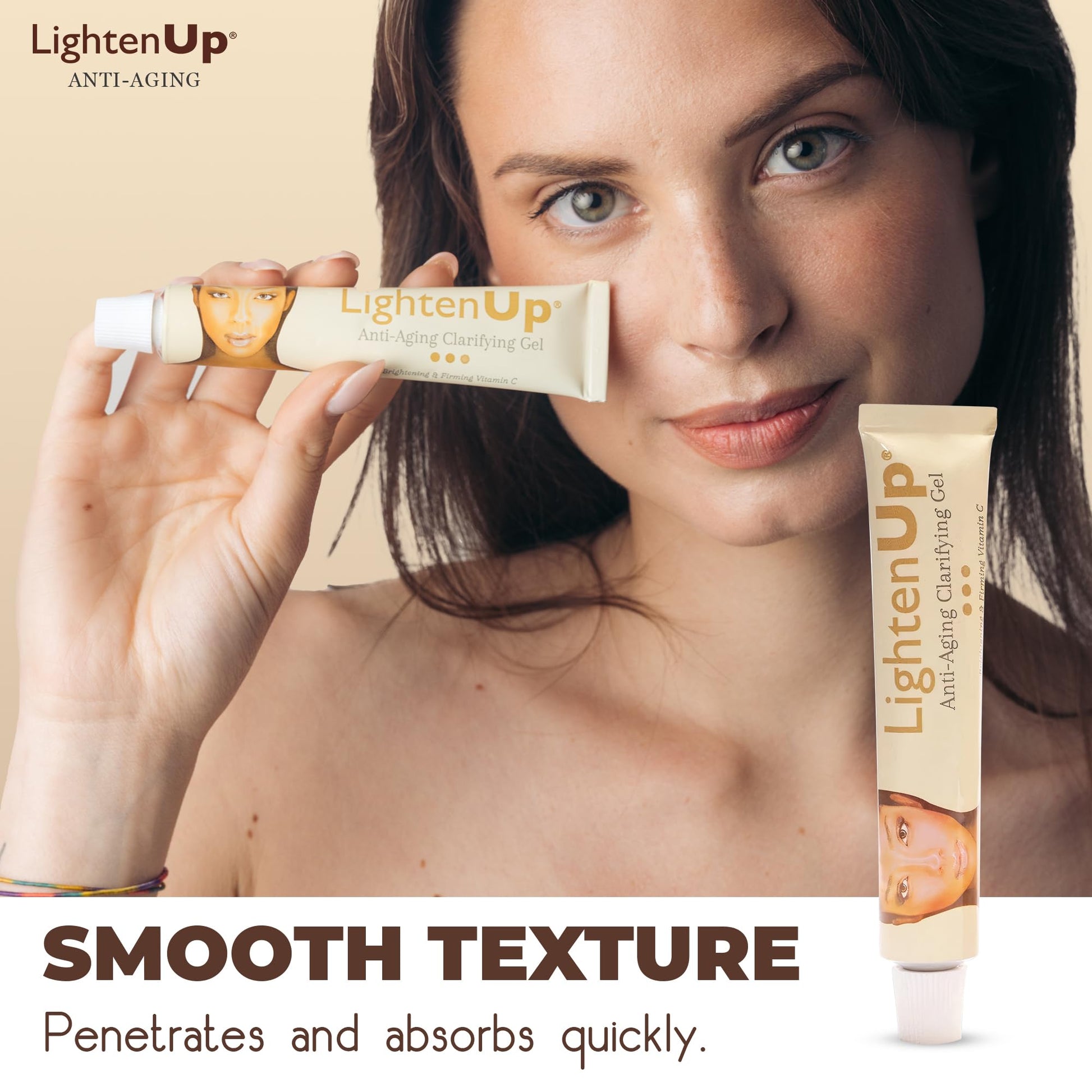 Close up of Omic Lighten-Up brightening gel label details