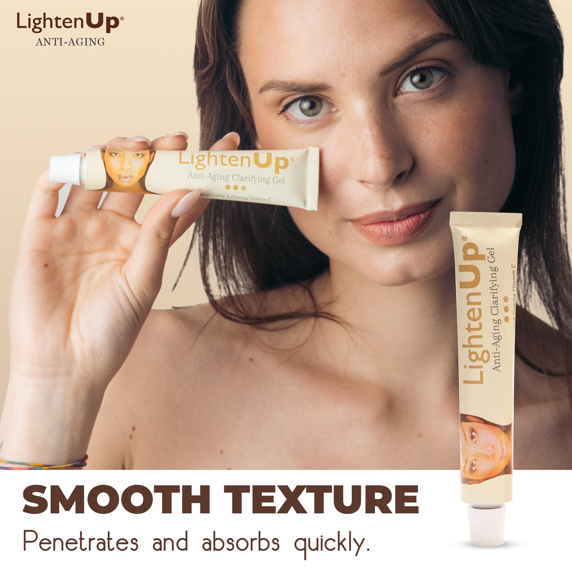 Close up of Omic Lighten-Up brightening gel label details