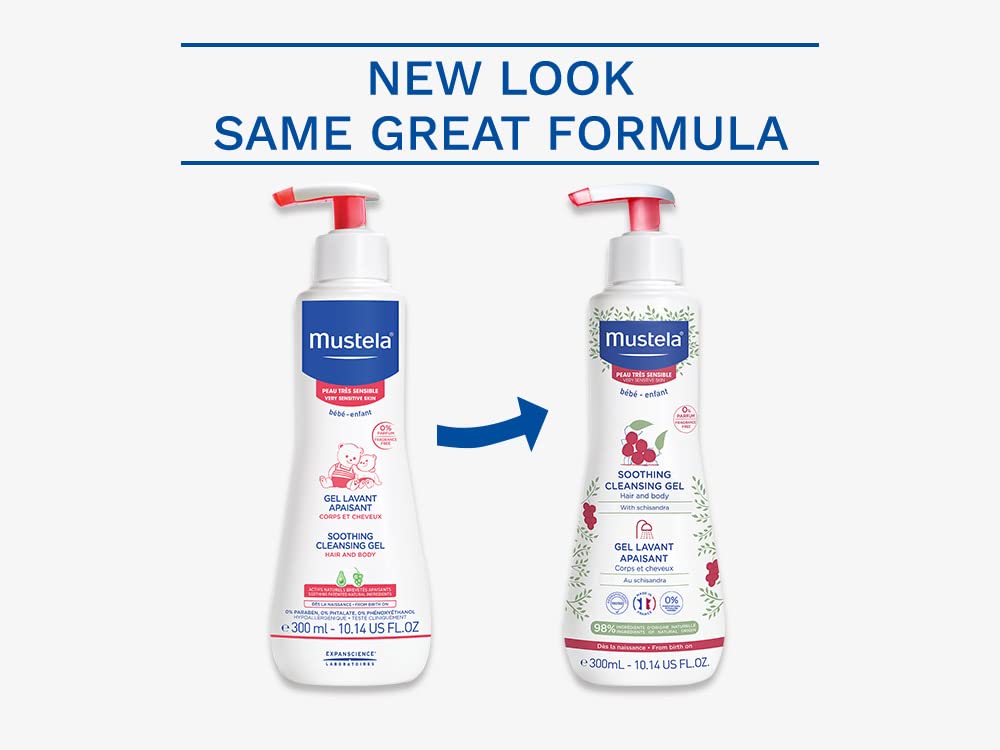 Mustela baby soothing cleansing gel bottle packaging