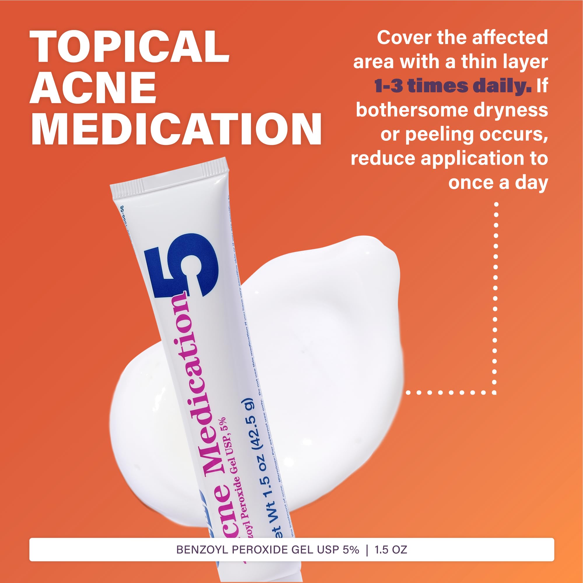 Rugby Acne Medication 5 percent gel tubes in a 6 pack