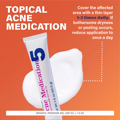 Rugby Acne Medication 5 percent gel tubes in a 6 pack