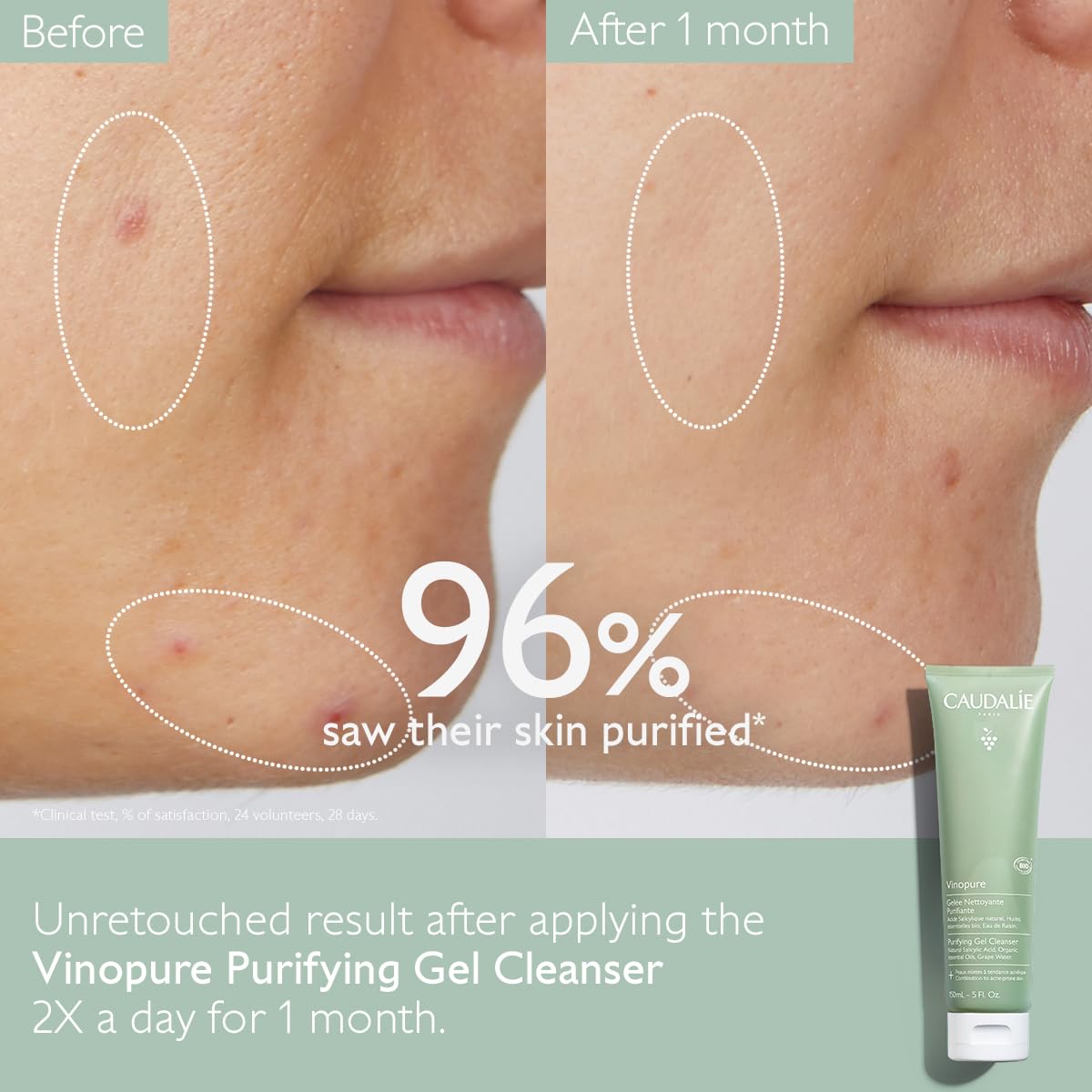 Authentic Caudalie Vinopure purifying cleanser packaging back side
