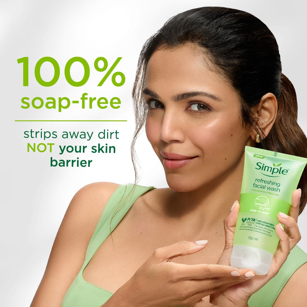 Simple Kind To Skin Refreshing Facial Wash 150ml bottle back label