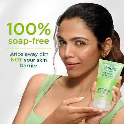 Simple Kind To Skin Refreshing Facial Wash 150ml bottle back label