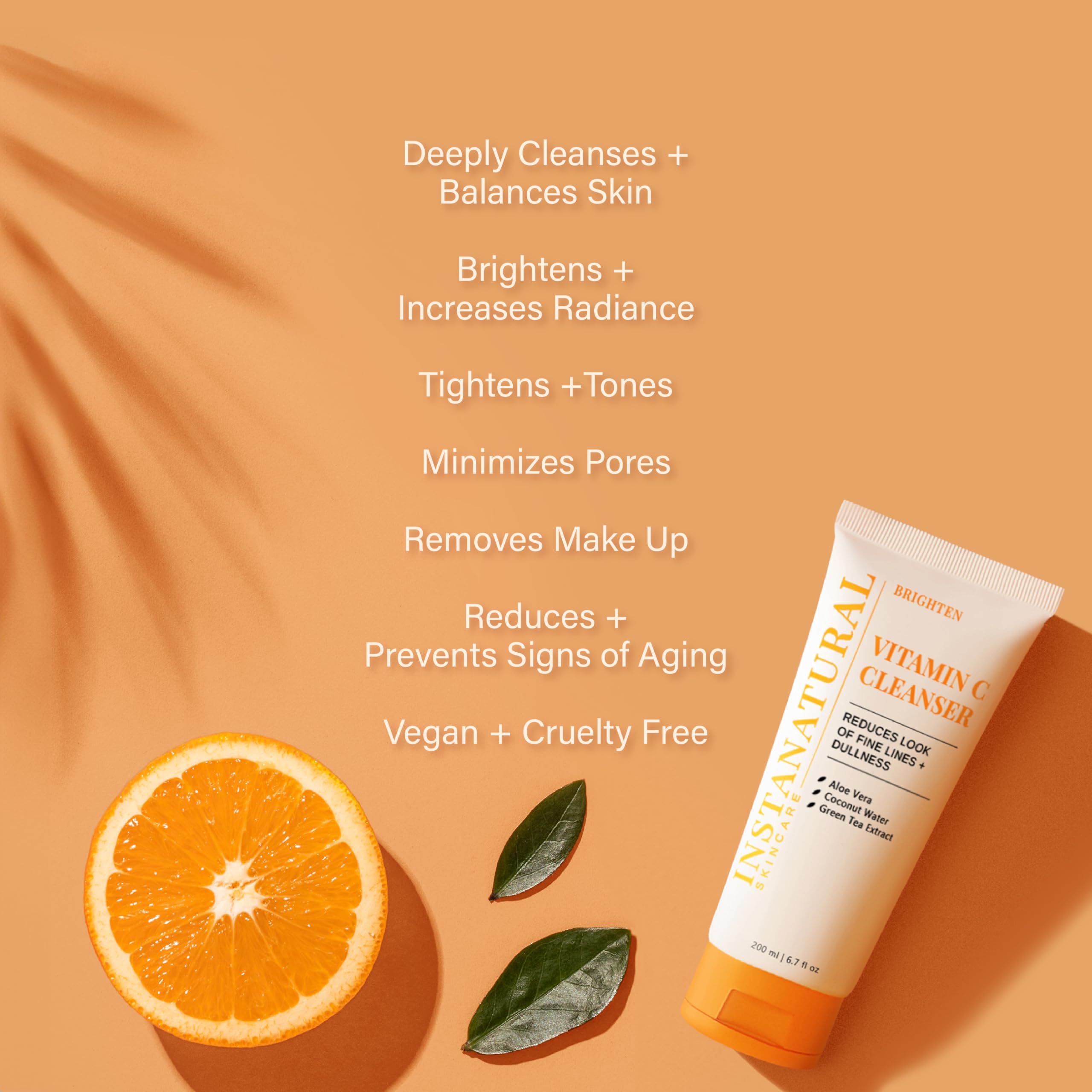 Applying InstaNatural Vitamin C cleanser to hand