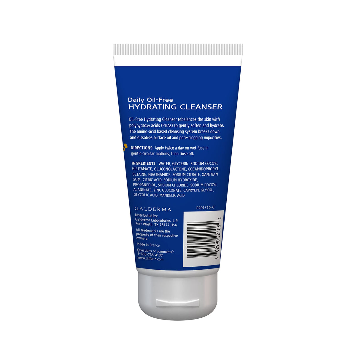 Complete packaging view of Differin hydrating facial cleanser