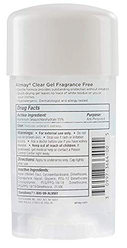 Almay clear gel deodorant 2.25 ounce stick detail