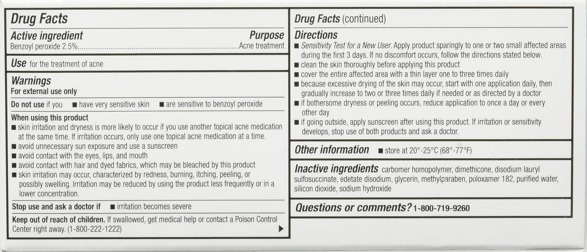 Authentic Perrigo benzoyl peroxide gel 2.5% tube texture and application