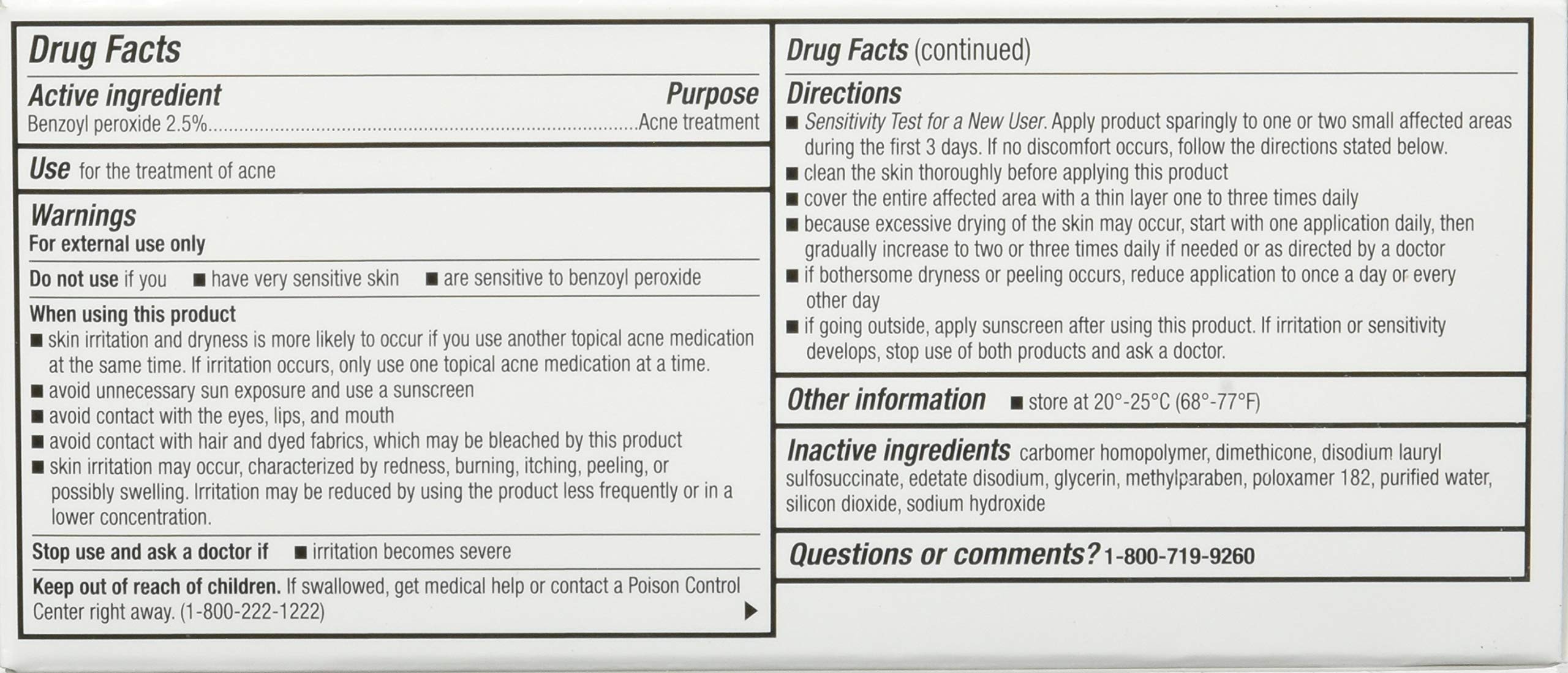 Authentic Perrigo benzoyl peroxide gel 2.5% tube texture and application