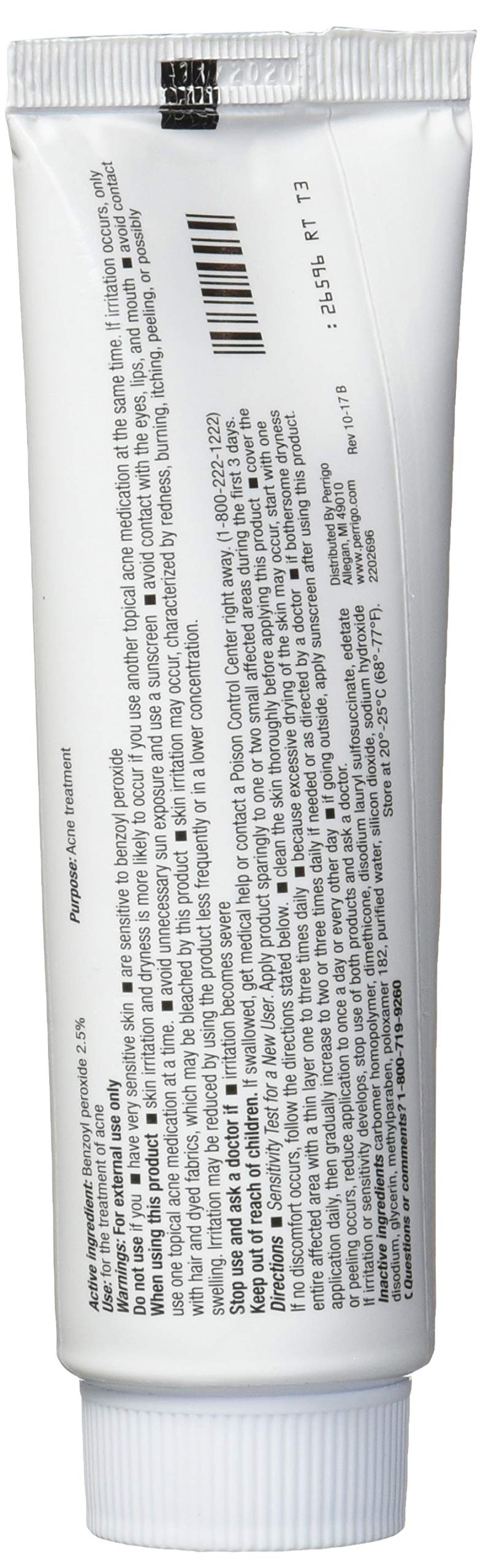 Perrigo USA imported acne treatment gel product details label