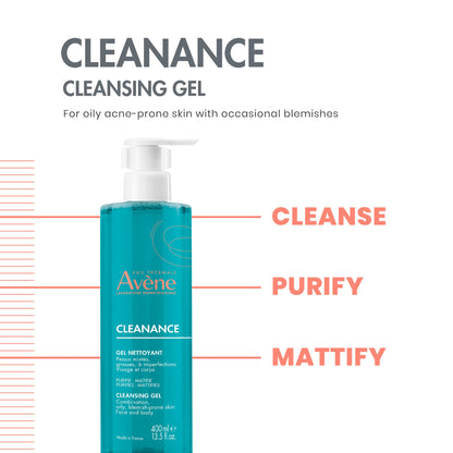 Avene Cleanance Cleansing Gel 400ml packaging back label
