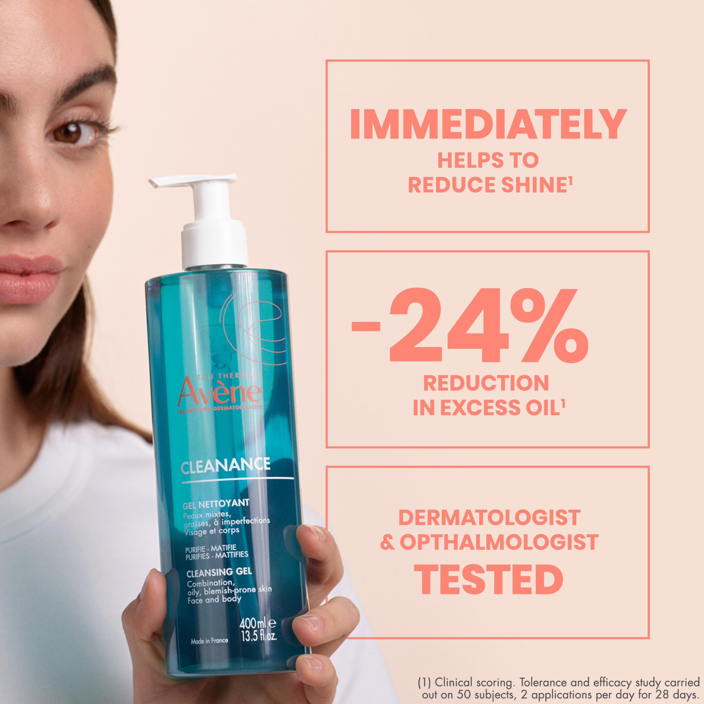 Person using Avene Cleanance Cleansing Gel on face