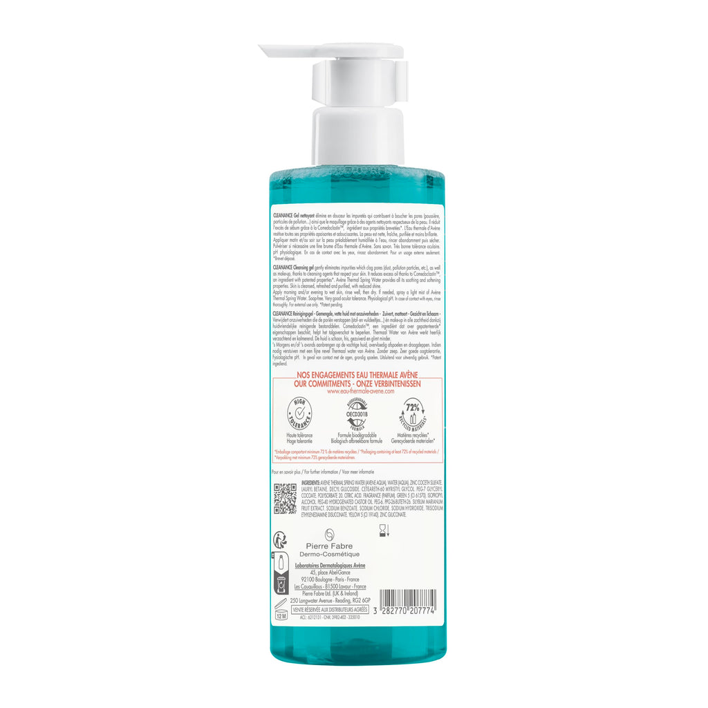 Avene Cleanance Cleansing Gel 400ml bottle next to product box