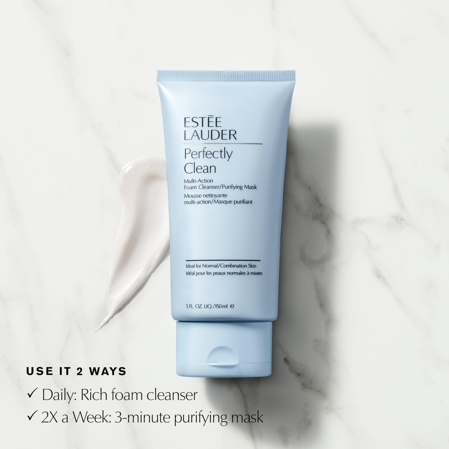 Estée Lauder Perfectly Clean branding and product size