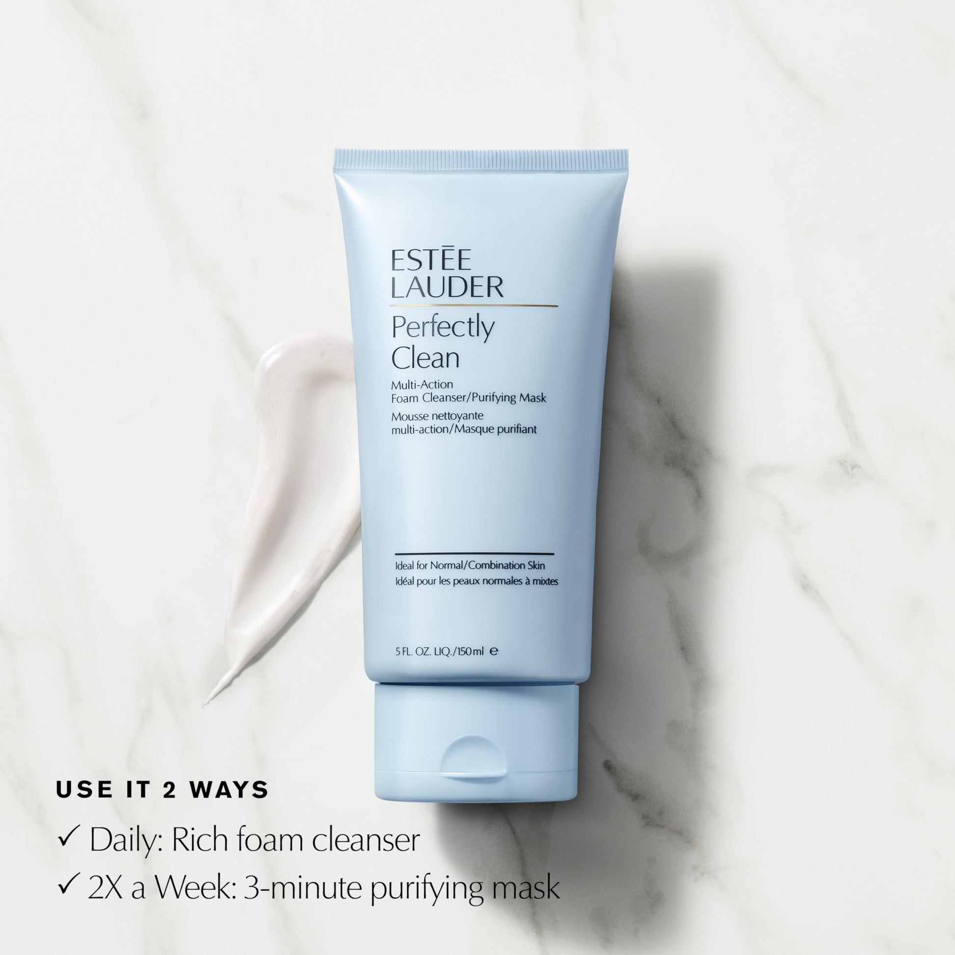 Estée Lauder Perfectly Clean branding and product size