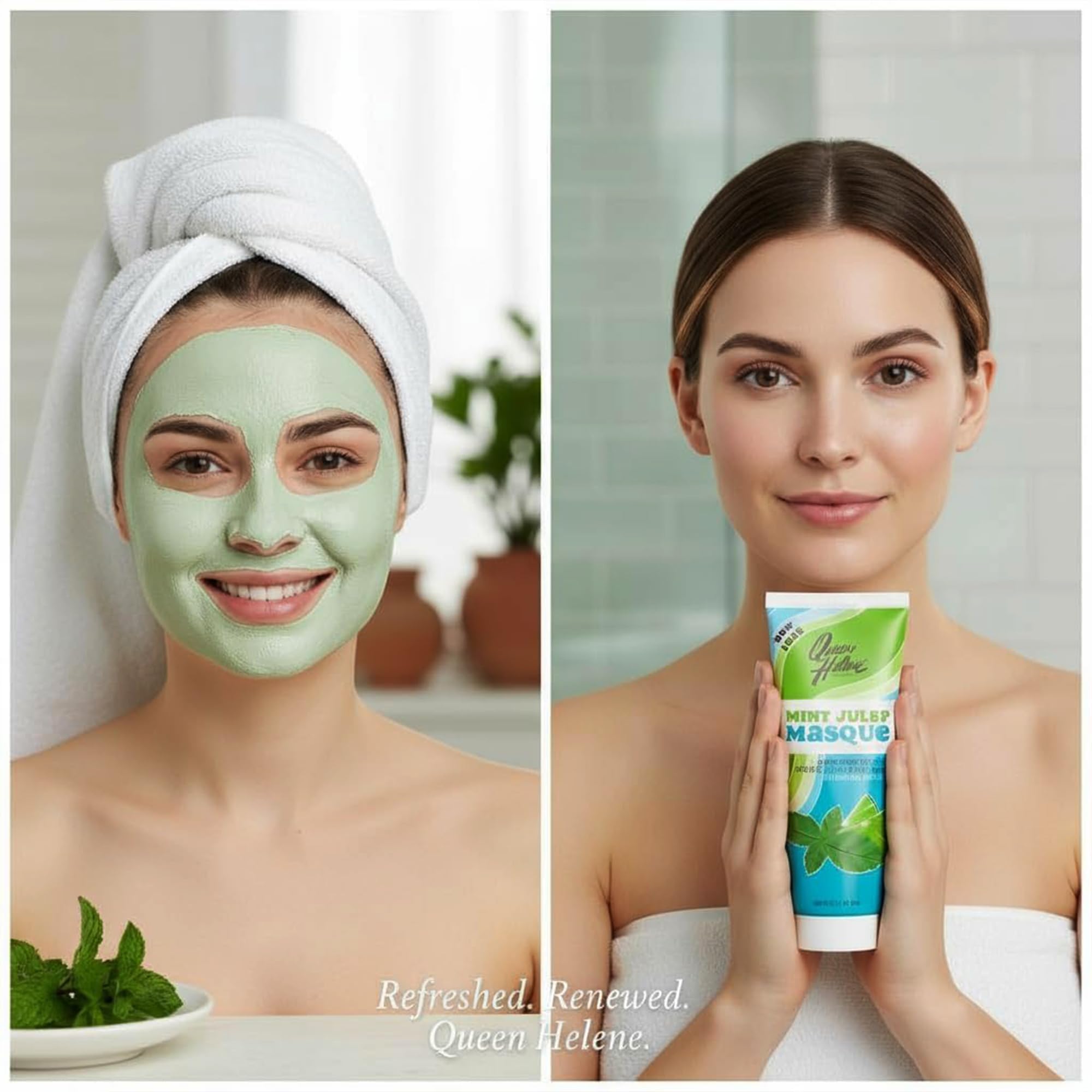 Queen Helene Mint Julep Masque applied to face for acne treatment