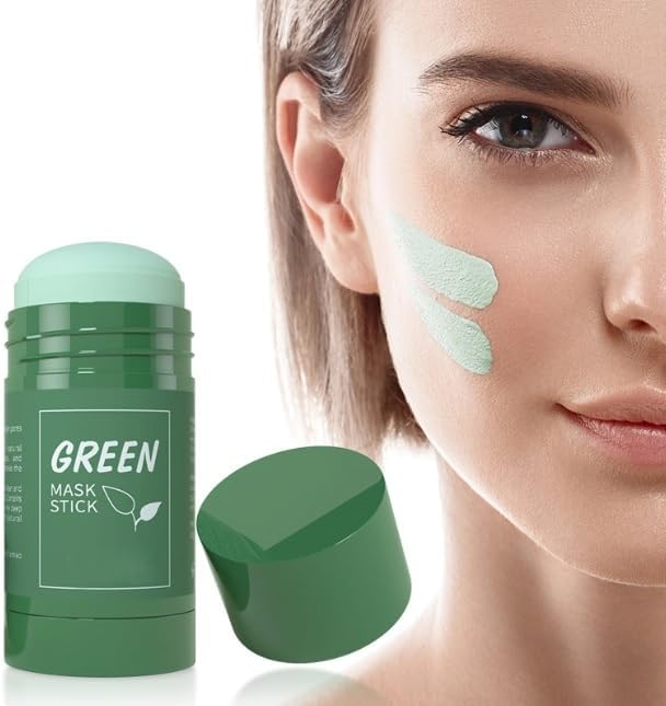 Closer shot of LEDeng green tea blackhead remover stick highlighting the smooth rotating head design