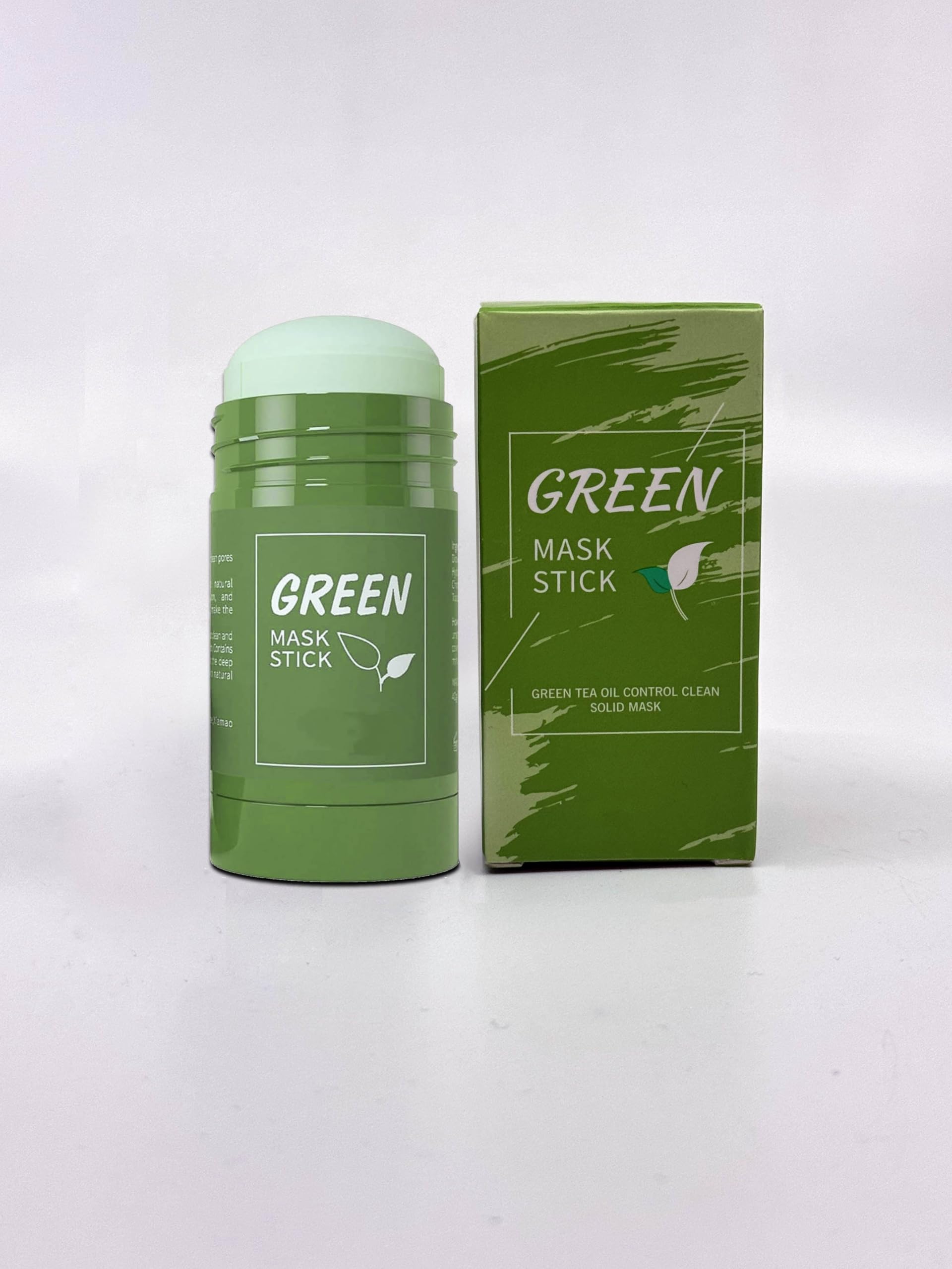 Back label of LEDeng green tea solid cleansing mask stick featuring ingredient profile