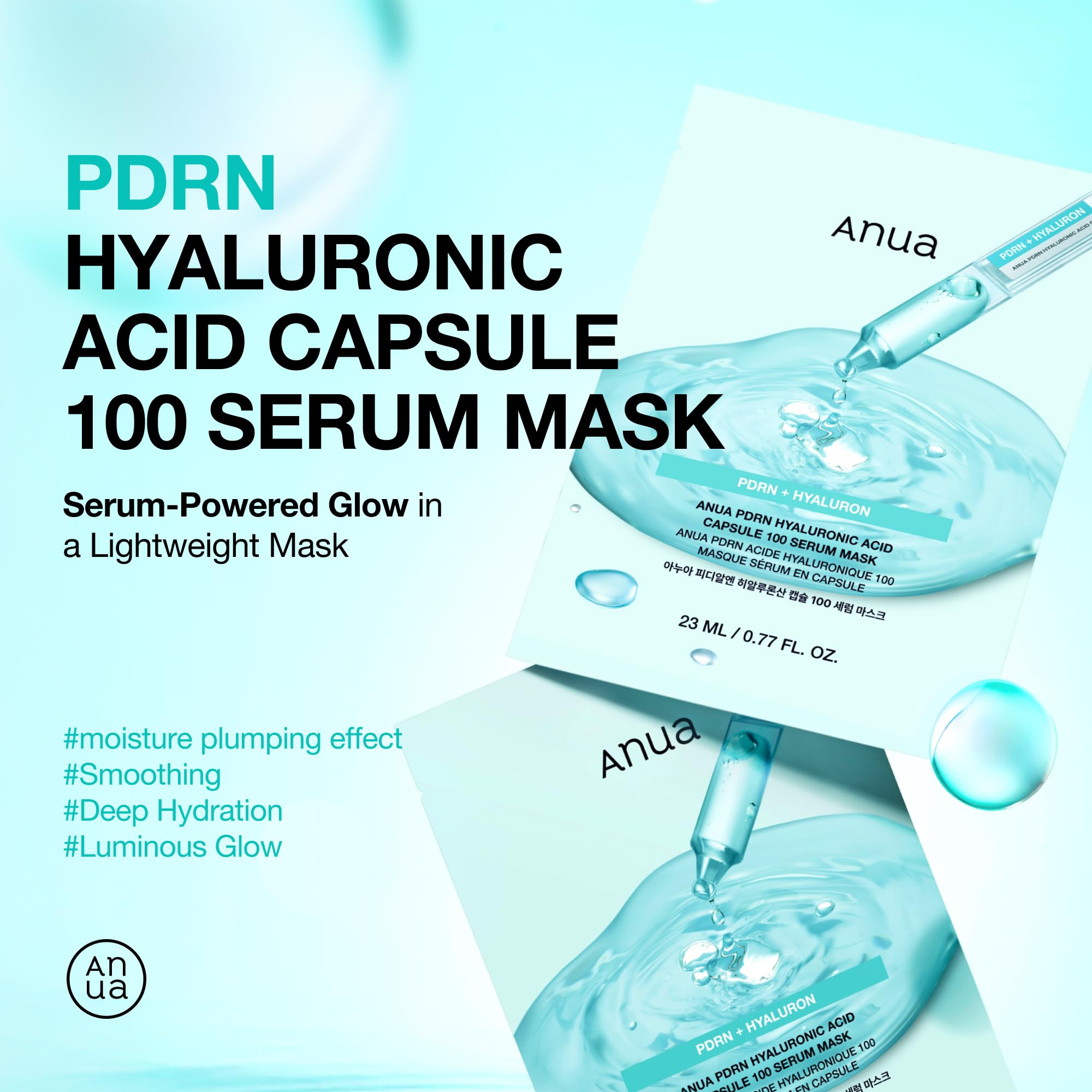Anua PDRN sheet mask 10 pack showing salmon DNA skincare product details