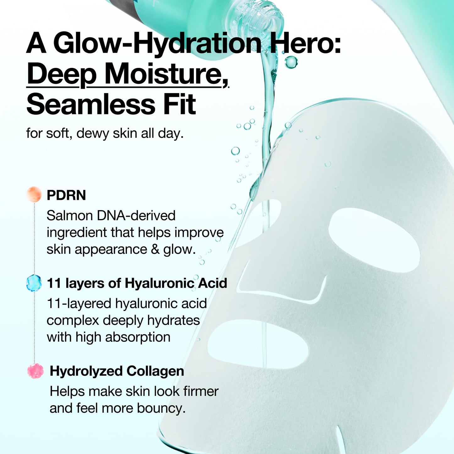 Korean glass skin routine sheet mask with hyaluronic acid and collagen