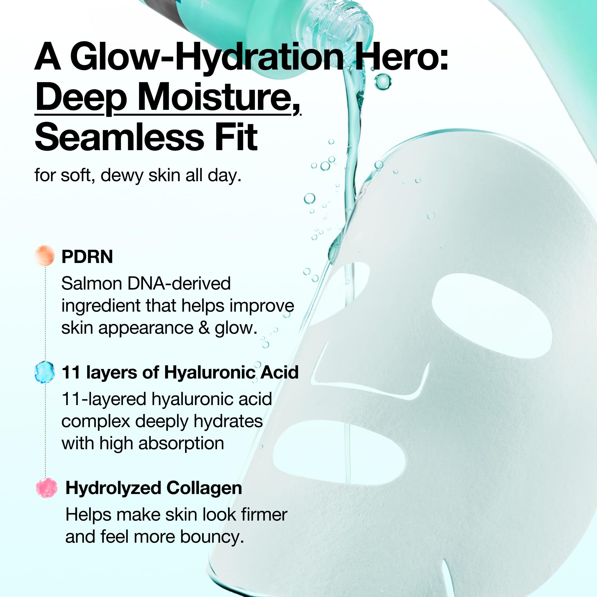 Korean glass skin routine sheet mask with hyaluronic acid and collagen