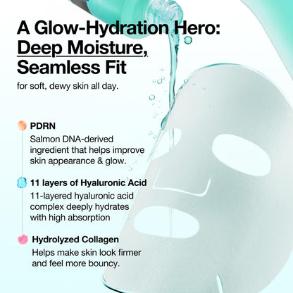 Korean glass skin routine sheet mask with hyaluronic acid and collagen