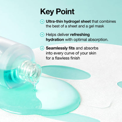 Close up of ultra thin water gel sheet mask material for face care