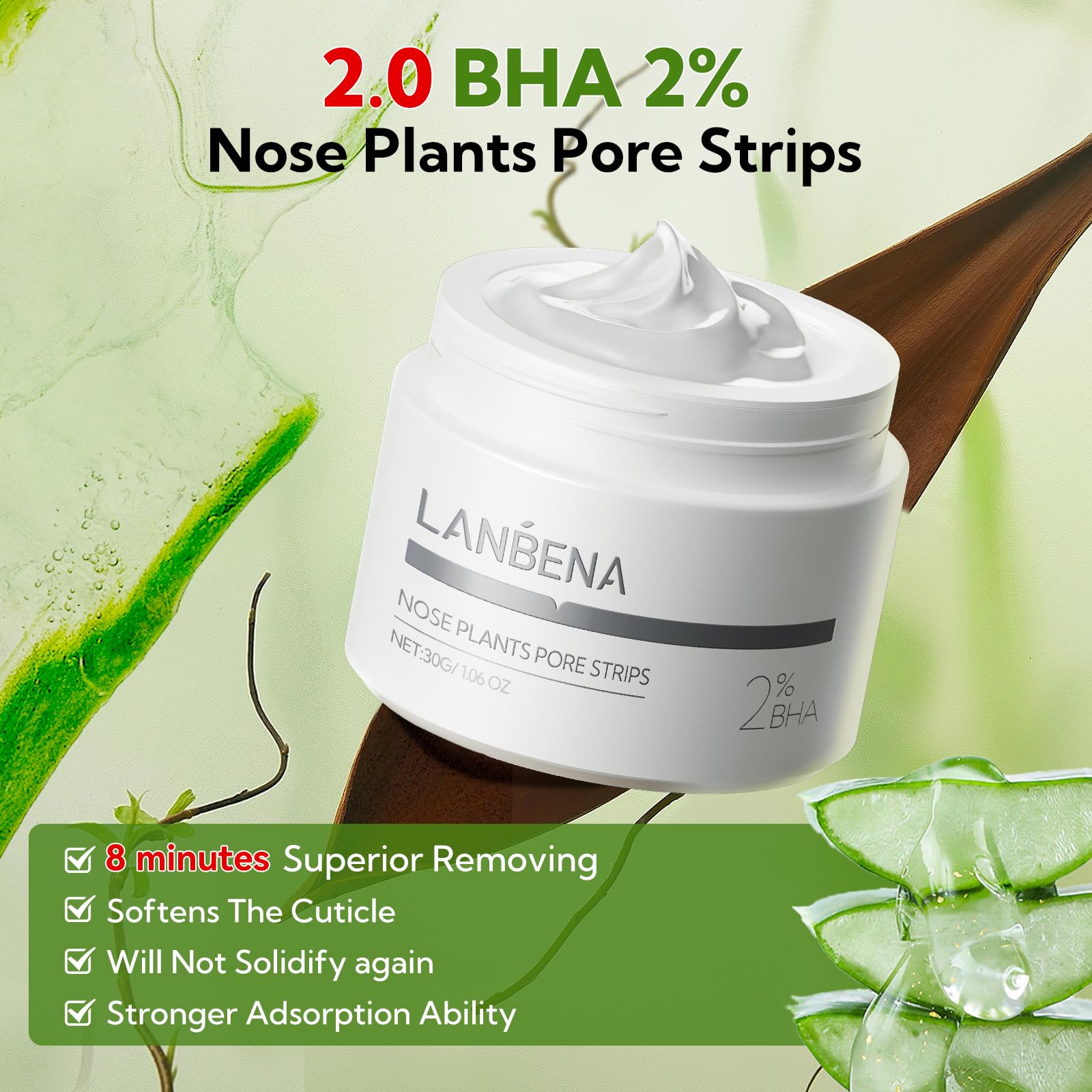 Side view of Lanbena 2.0 salicylic acid pore cleansing mask