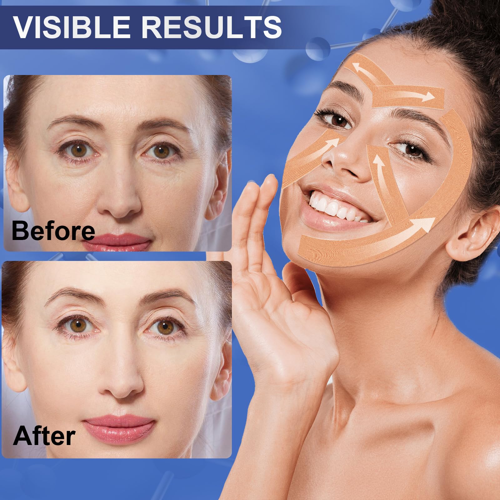 Close up of beige skin tape for facial wrinkles application